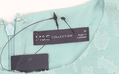 Marks and Spencer Green Ruched Dress, Size 14