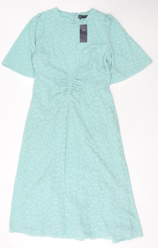 Marks and Spencer Midi Green Dress - Women's Size 14