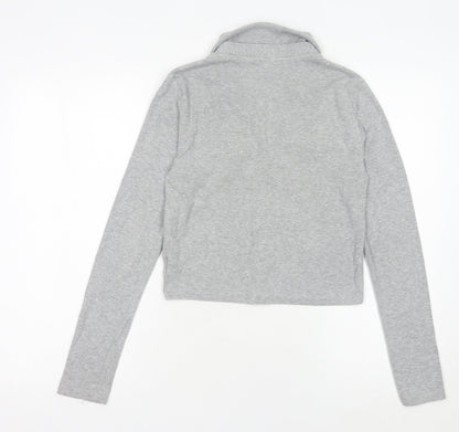 No Me Women's Grey Collared Knit Crop Top M