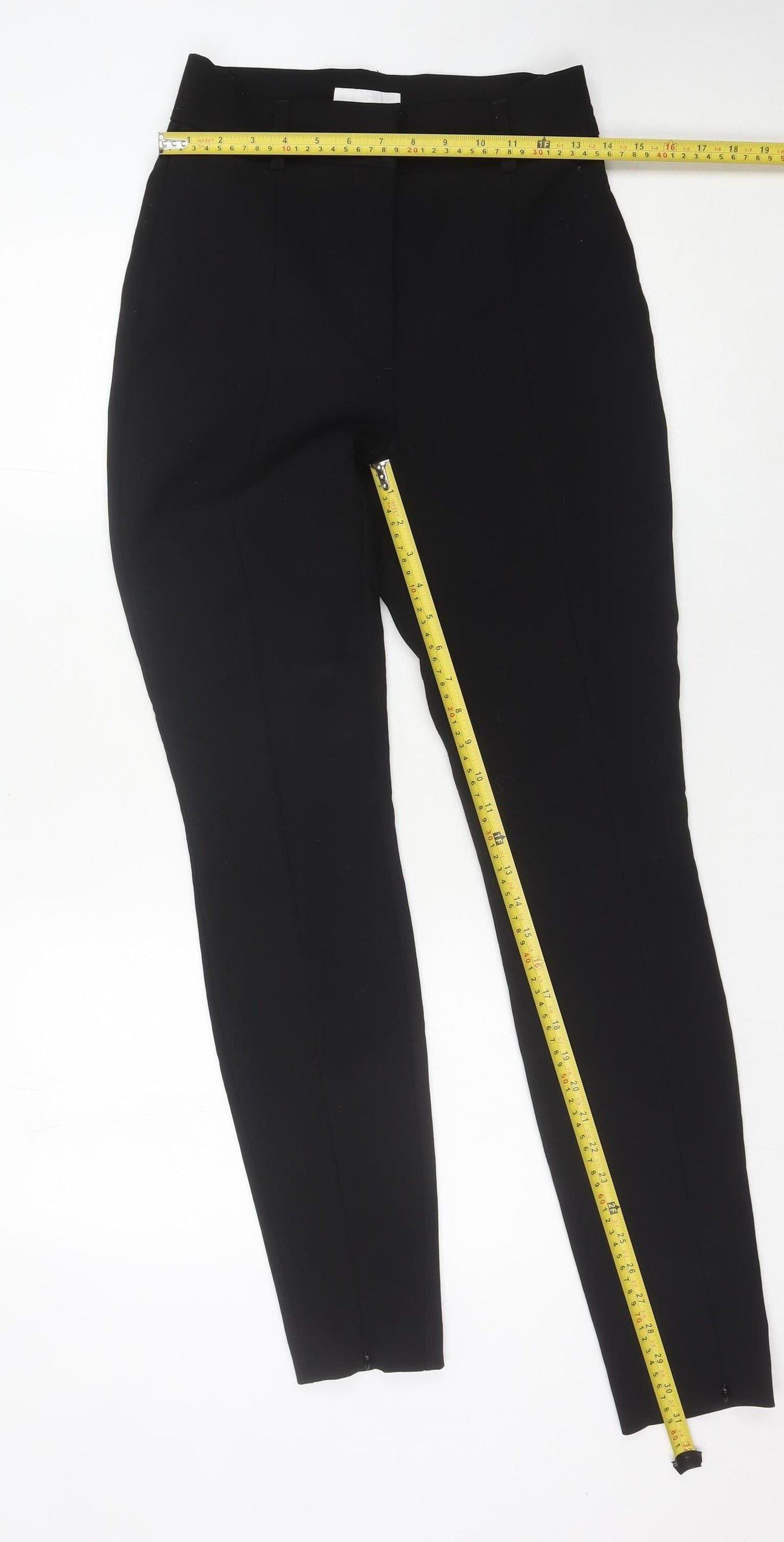 Womens UK Size 10 H&M Slim Fit Ankle Black Trousers