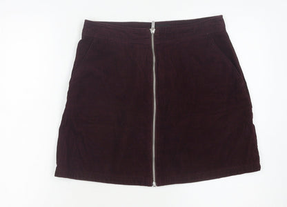 New Look Women's Purple Cotton Corduroy Skirt - Size 10