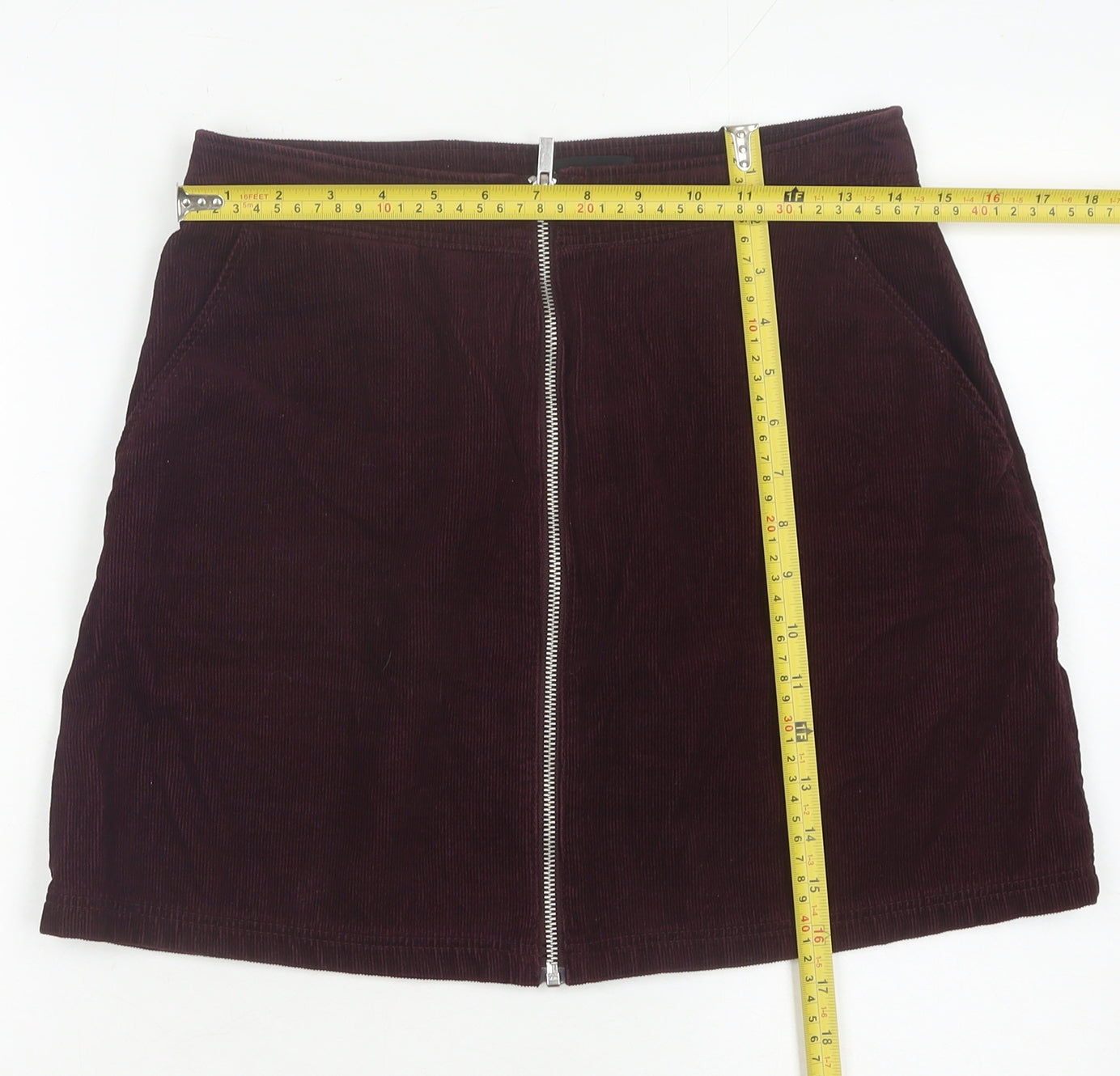 New Look Women's Purple Cotton Corduroy Skirt - Size 10