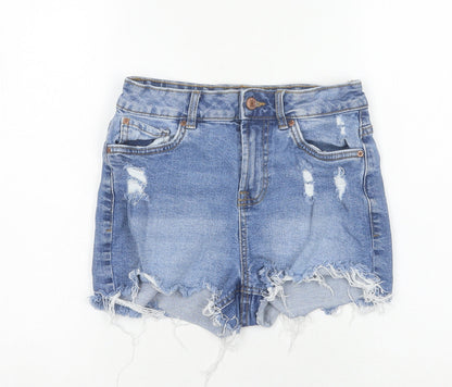 915 Generation Girls Blue Cut-Off Denim Shorts, Age 13, Casual Distressed