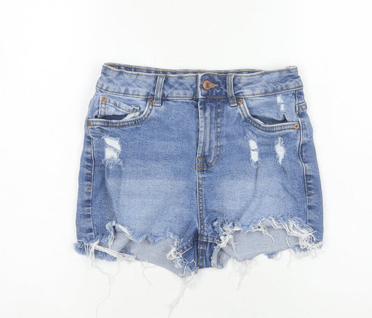 915 Generation Girls Blue Cut-Off Denim Shorts, Age 13, Casual Distressed