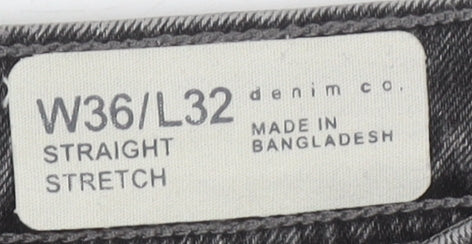 Denim Co. Men’s Grey Straight Fit Jeans Size 36