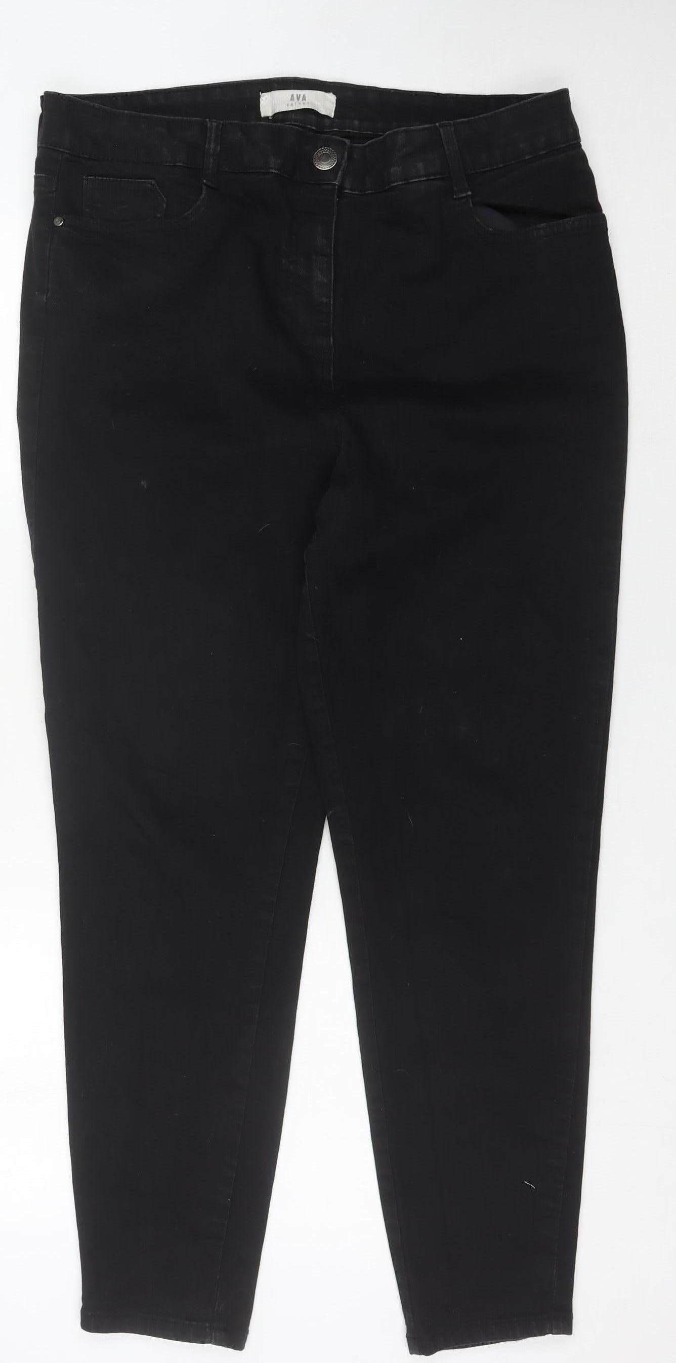 AVA Women's Black Regular Fit Jeans Size 16