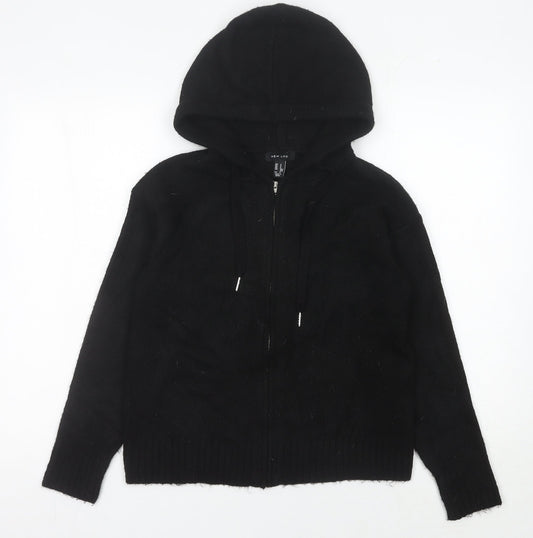Womens UK Size S New Look Black Full Zip Jumper