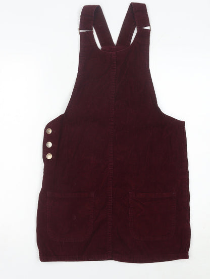 Denim Co. Women's Red Corduroy Pinafore Dress Size 8