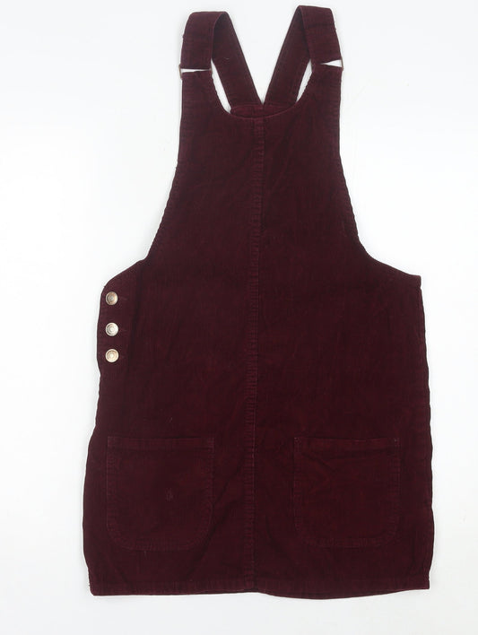 Denim Co. Women's Red Corduroy Pinafore Dress Size 8
