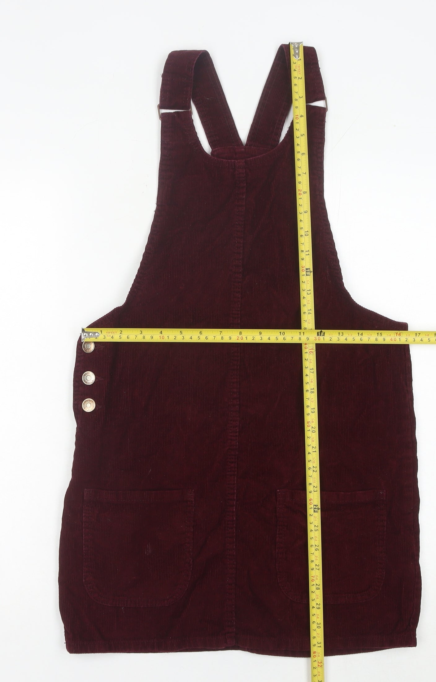Denim Co. Women's Red Corduroy Pinafore Dress Size 8