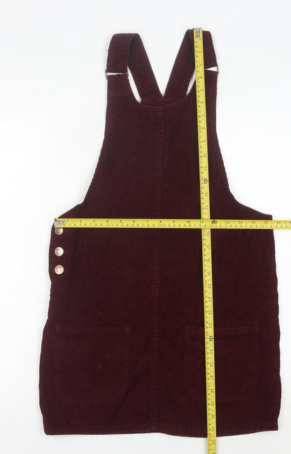 Denim Co. Women's Red Corduroy Pinafore Dress Size 8