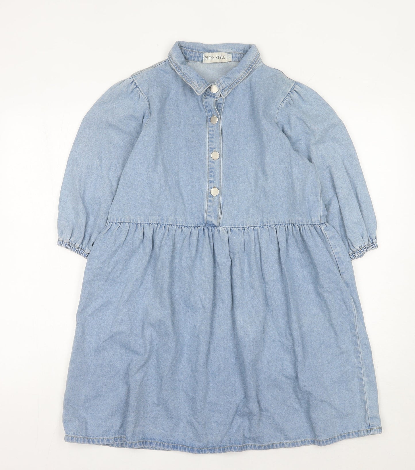 In The Style Women’s Blue Cotton Shirt Dress