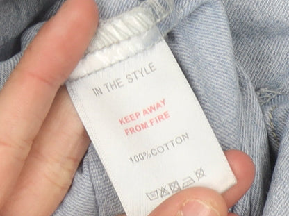 In The Style Women’s Blue Cotton Shirt Dress