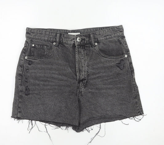 H&M Women's Black Denim Cut-Off Shorts Size 12