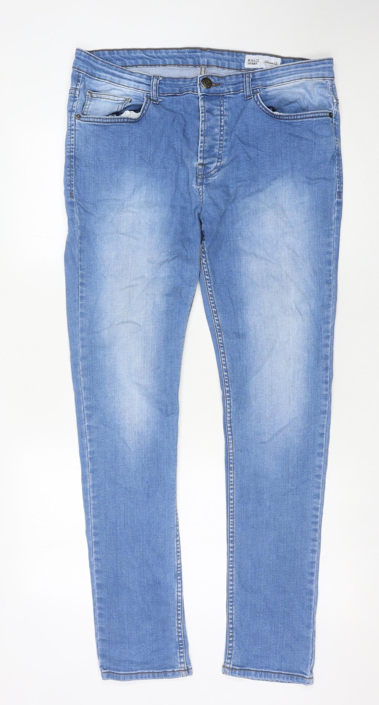 Denim Co Mens Blue Skinny Jeans 34 Waist 32 Leg