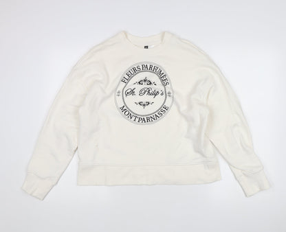 H&M White Pullover Sweatshirt in Women’s S