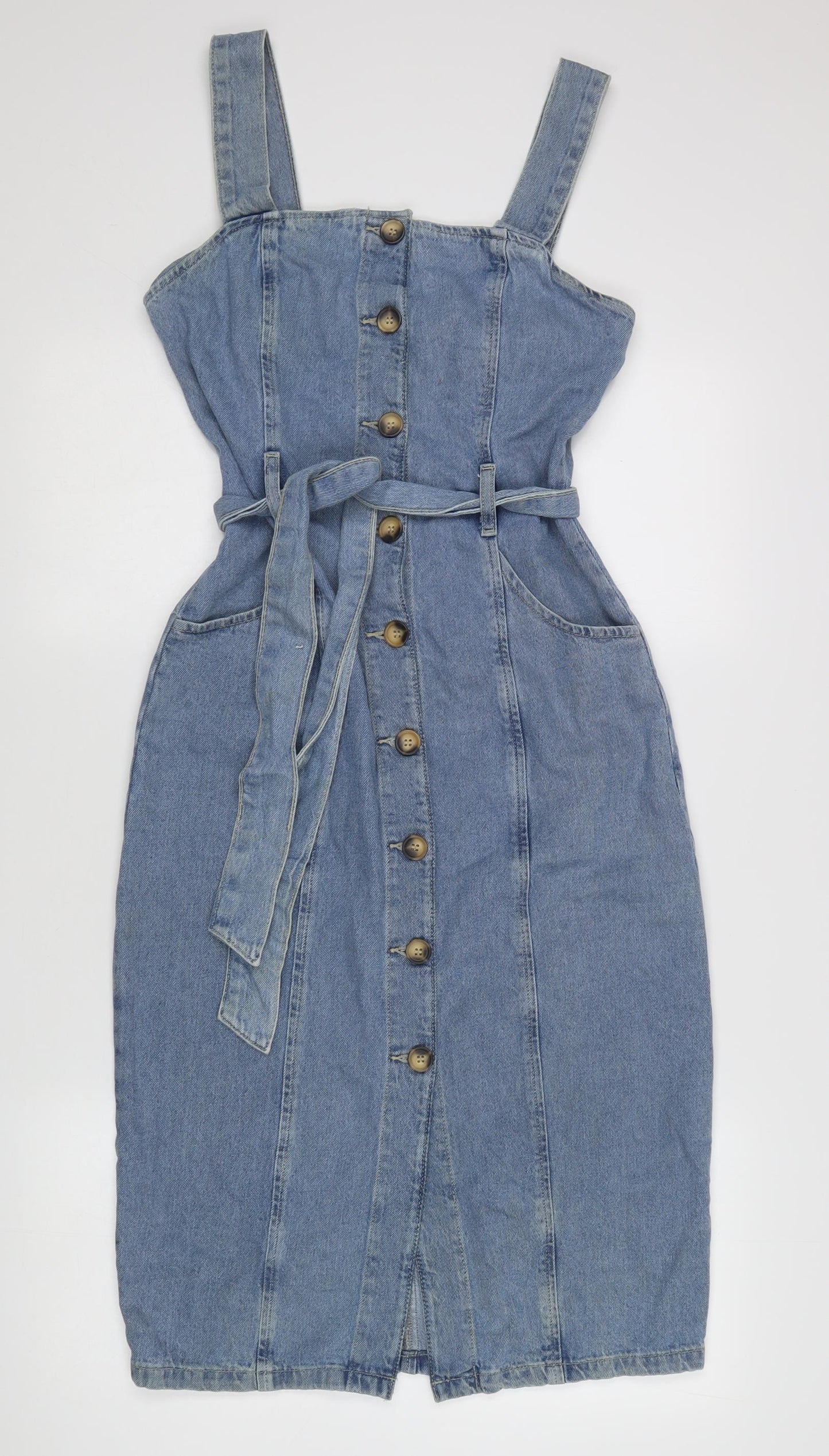Denim Co. Women's Blue Pinafore Dress Size 6