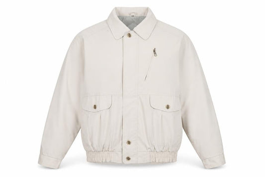 Front view of C&A Men's Beige Bomber Jacket Large Casual