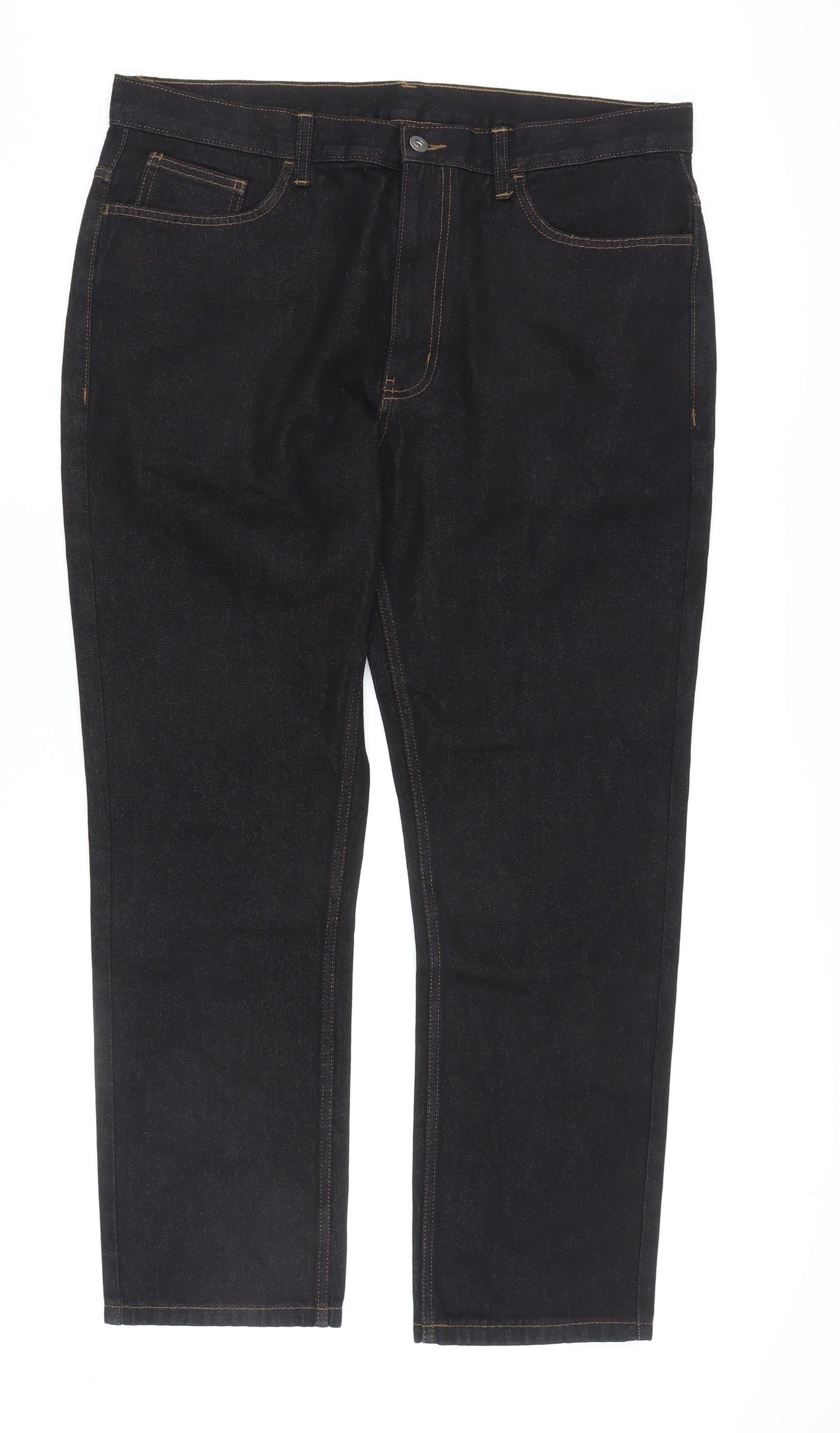 George Men's Black Straight Jeans, 38 Waist, 30 Leg