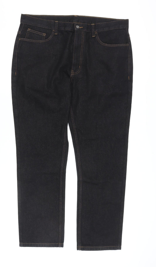 George Men's Black Straight Jeans, 38 Waist, 30 Leg