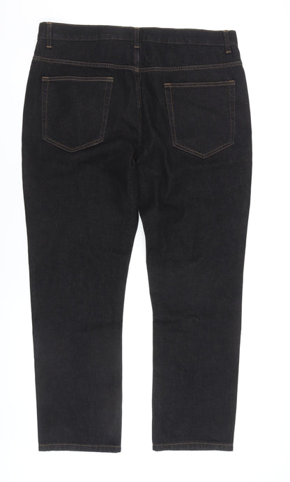 George Men's Black Straight Jeans, 38 Waist, 30 Leg