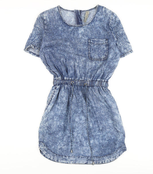 Denim Co. Blue Denim T-Shirt Dress, Short Sleeve, Size 8, Summer