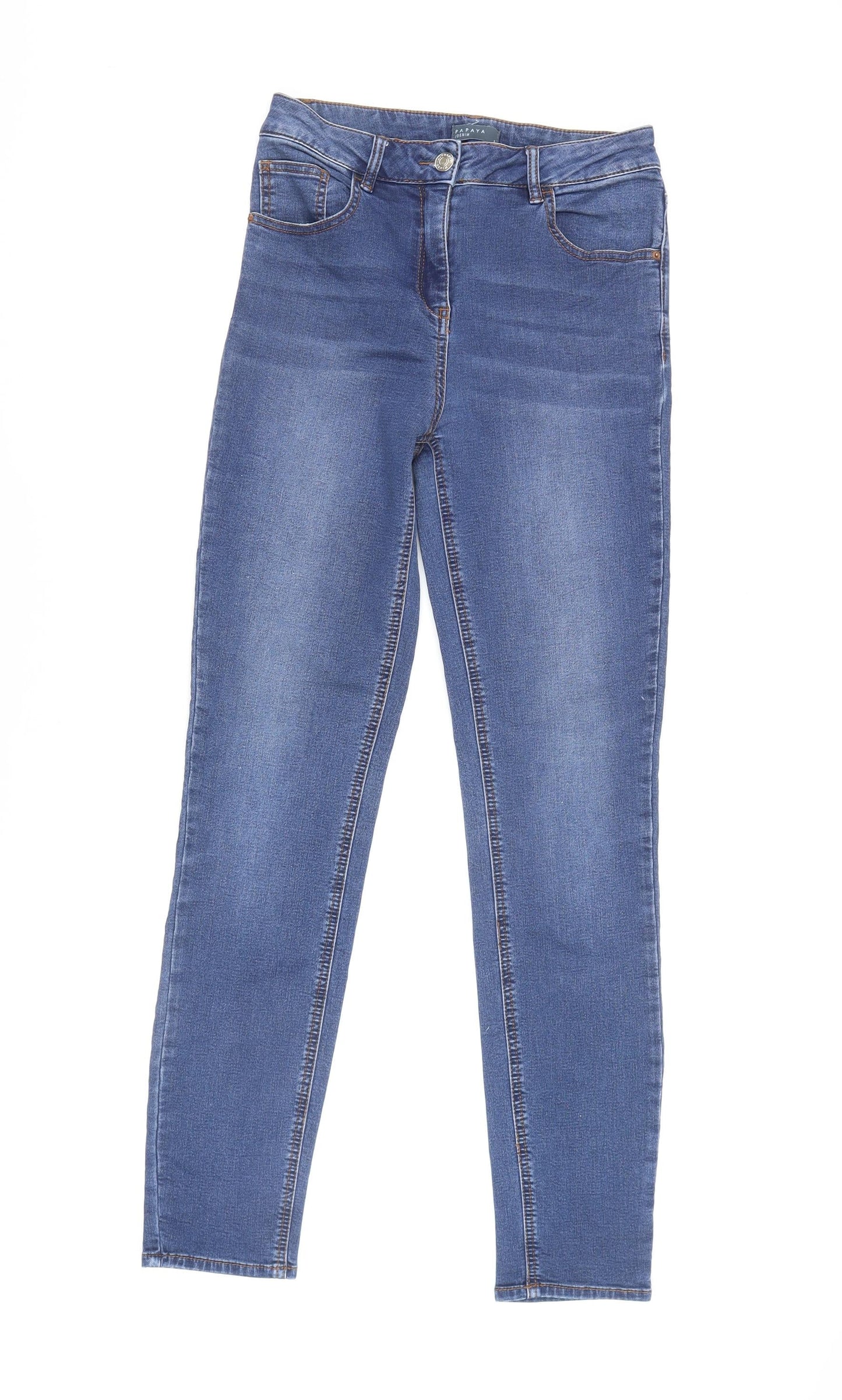 Womens UK Size 8 Papaya Regular Fit Straight Blue Jeans
