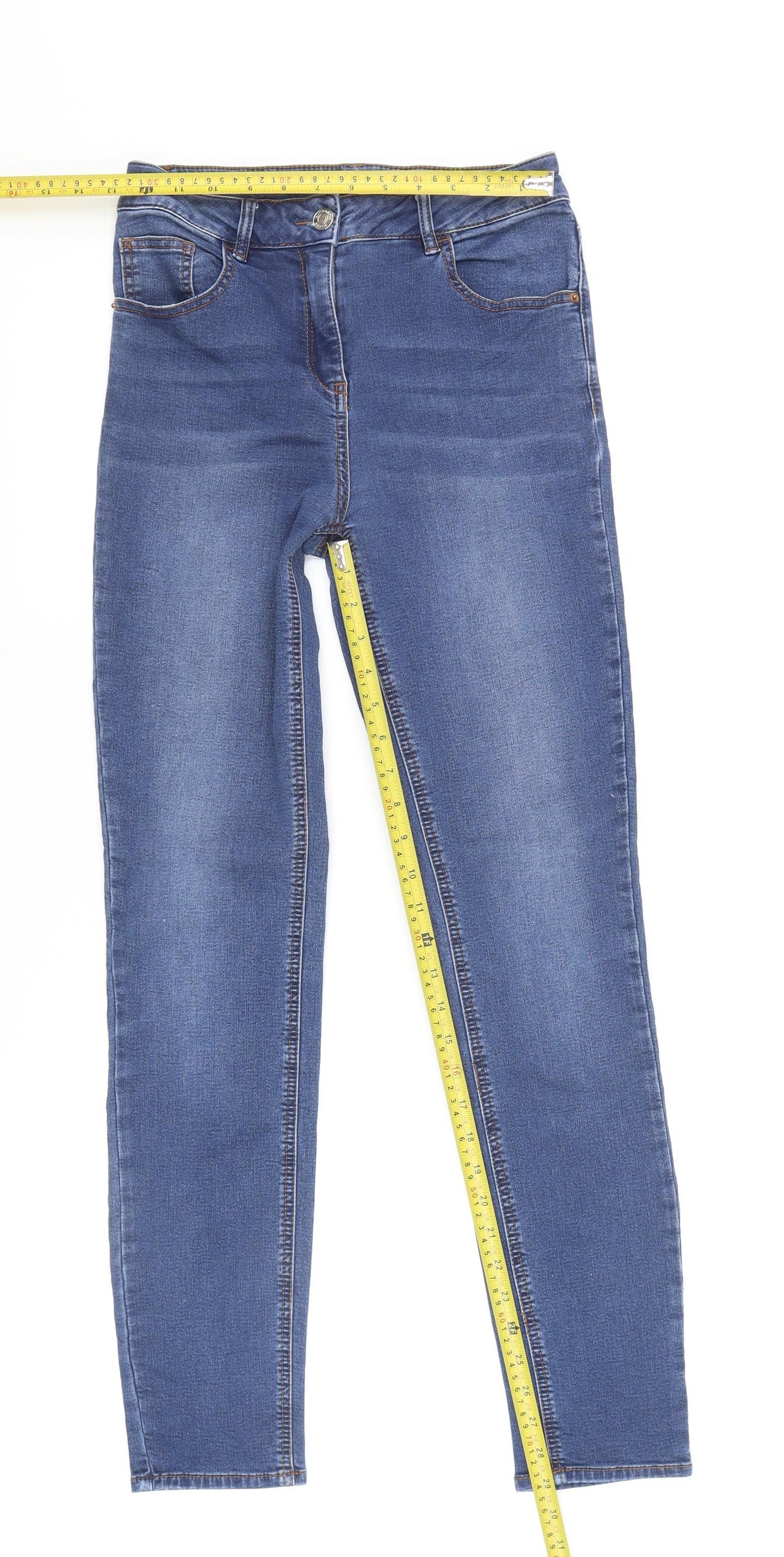 Womens UK Size 8 Papaya Regular Fit Straight Blue Jeans