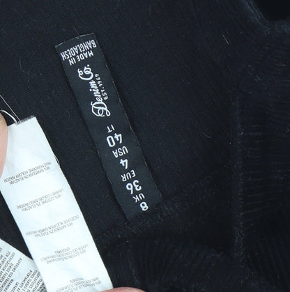 Denim Co. Women's Black Corduroy Pinafore Dress Size 8