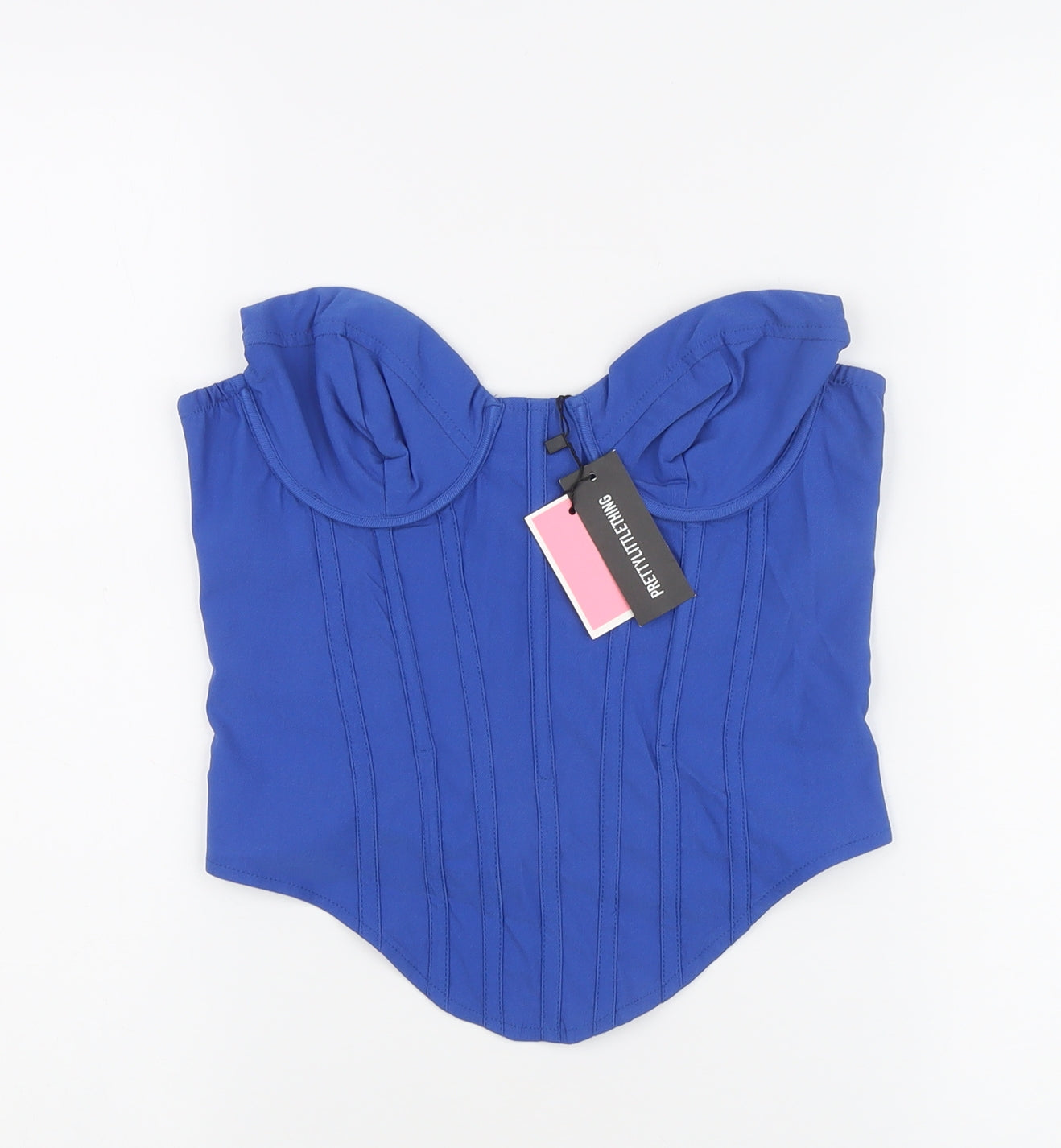 PrettyLittleThing Women's Blue Sweetheart Strapless Corset Style Top Size 8
