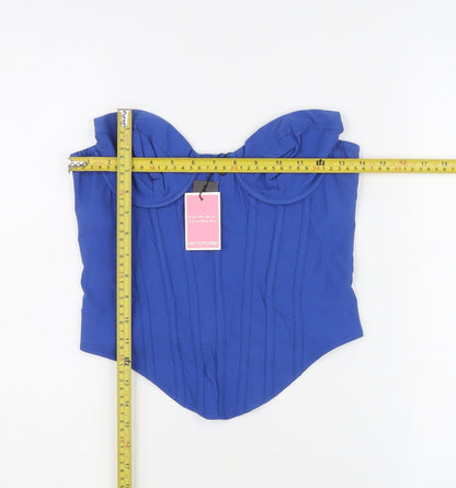 PrettyLittleThing Women's Blue Sweetheart Strapless Corset Style Top Size 8