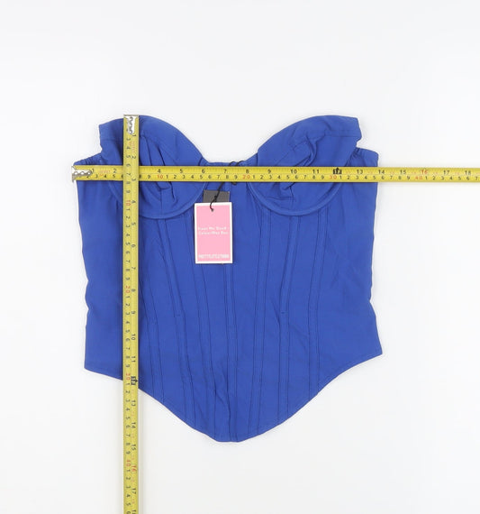 PrettyLittleThing Women's Blue Sweetheart Strapless Corset Style Top Size 8