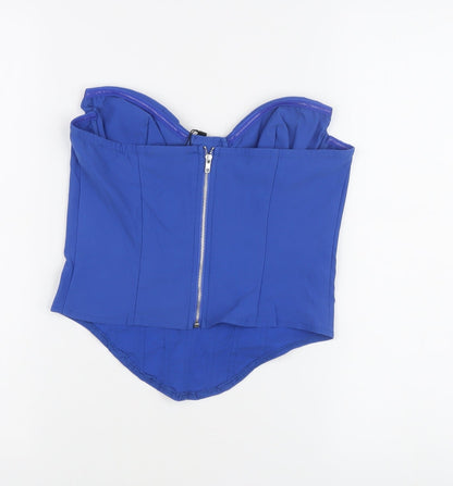 PrettyLittleThing Women's Blue Sweetheart Strapless Corset Style Top Size 8