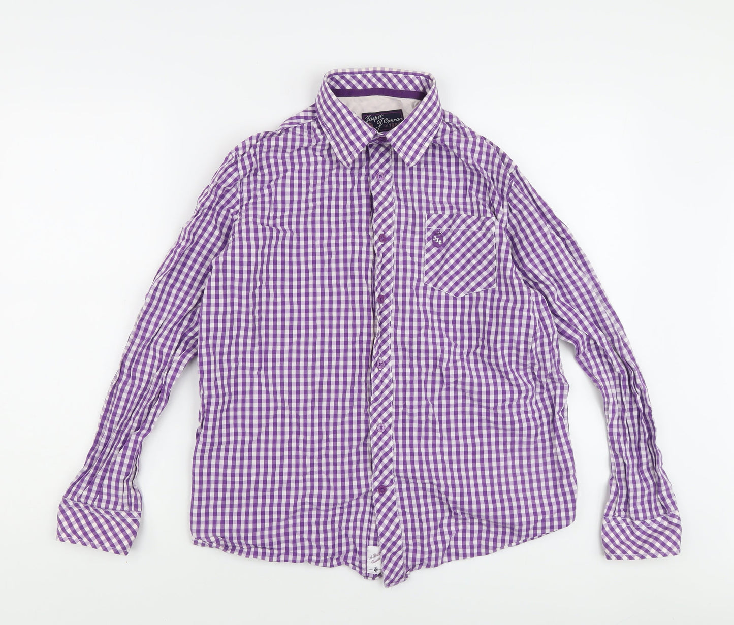 Jasper J Conran Girls Purple Gingham Collared Long Sleeve Shirt