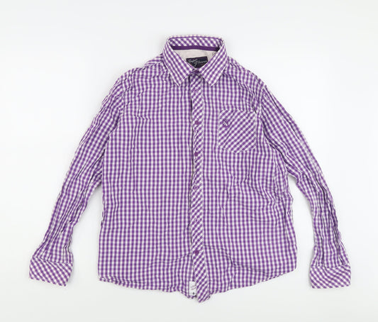 Jasper J Conran Girls Purple Gingham Collared Long Sleeve Shirt