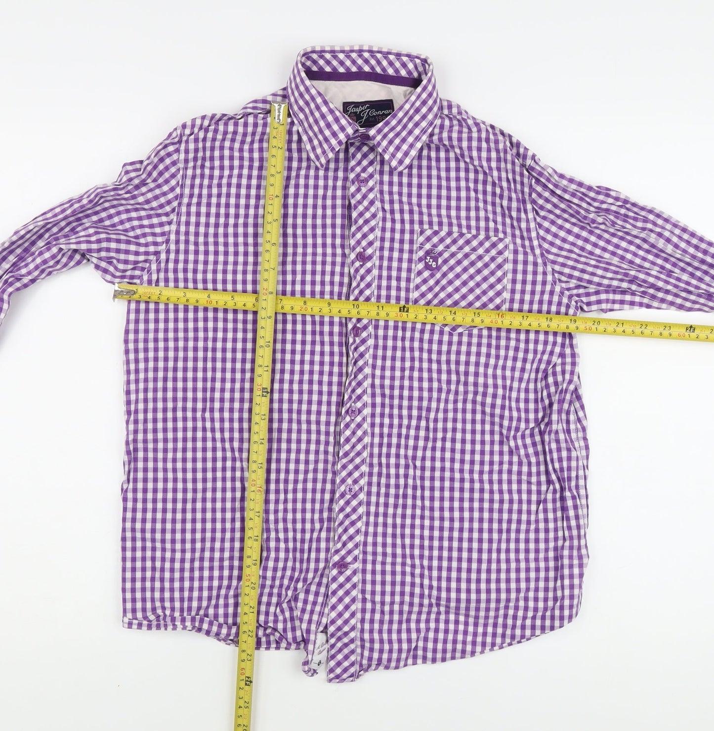 Jasper J Conran Girls Purple Gingham Collared Long Sleeve Shirt
