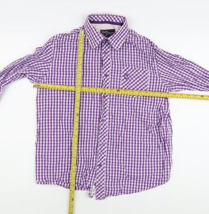 Jasper J Conran Girls Purple Gingham Collared Long Sleeve Shirt