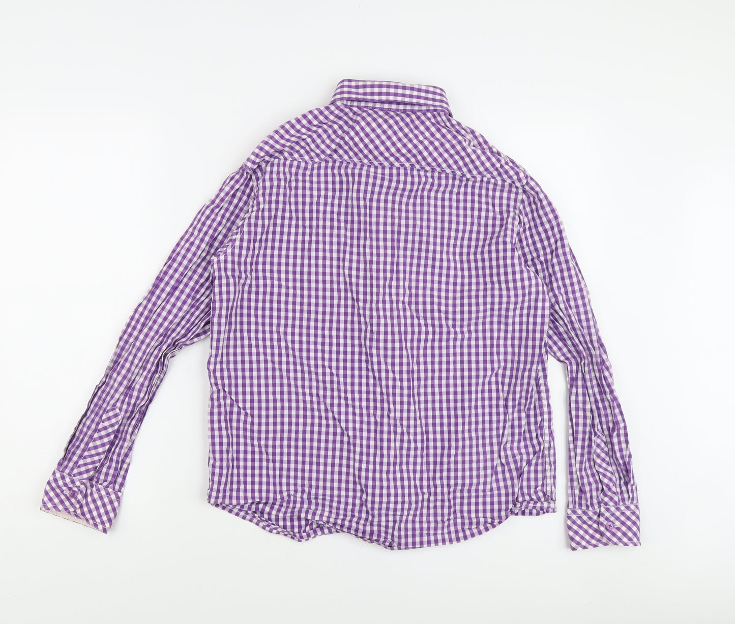 Jasper J Conran Girls Purple Gingham Collared Long Sleeve Shirt