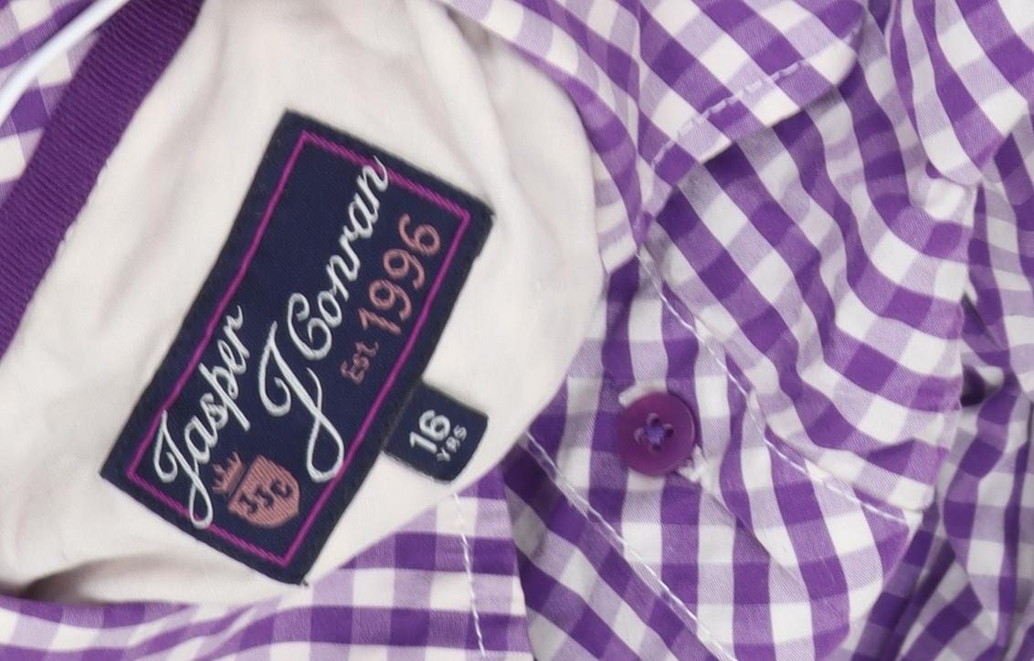 Jasper J Conran Girls Purple Gingham Collared Long Sleeve Shirt