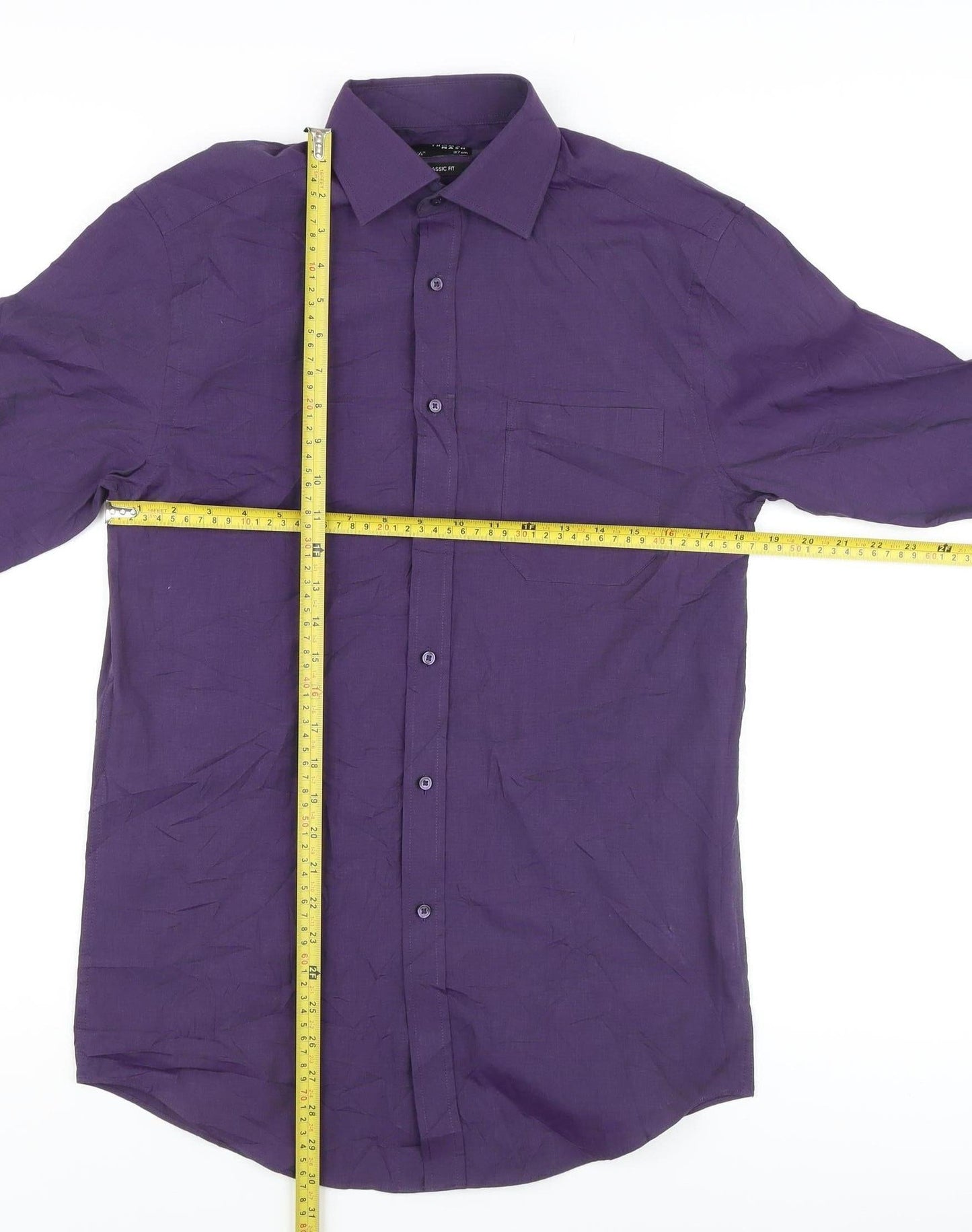 Thomas Nash Men's Purple Classic Fit Dress Shirt 37 cm