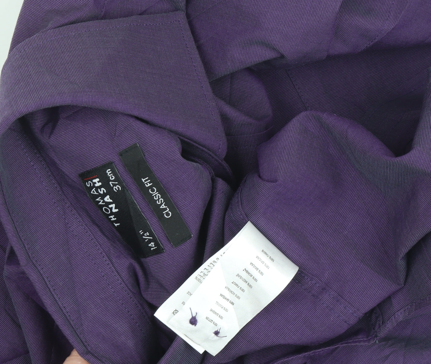 Thomas Nash Men's Purple Classic Fit Dress Shirt 37 cm