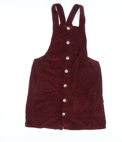 Denim Co. Women's Red Corduroy Pinafore Dress 12