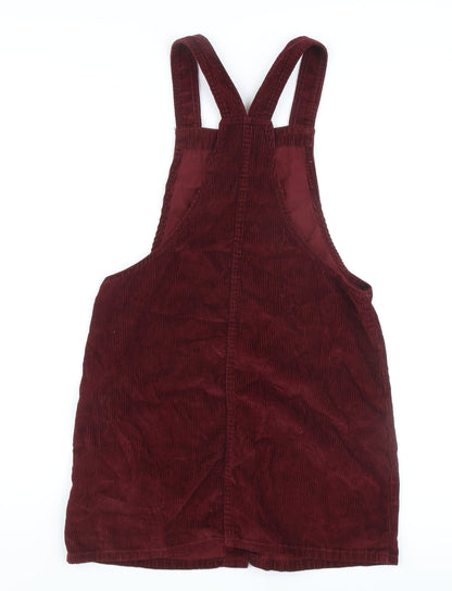 Denim Co. Women's Red Corduroy Pinafore Dress 12