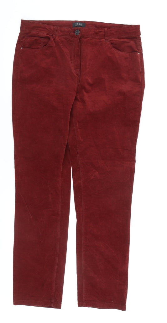 SOON Women's Red Straight Trousers Size 14