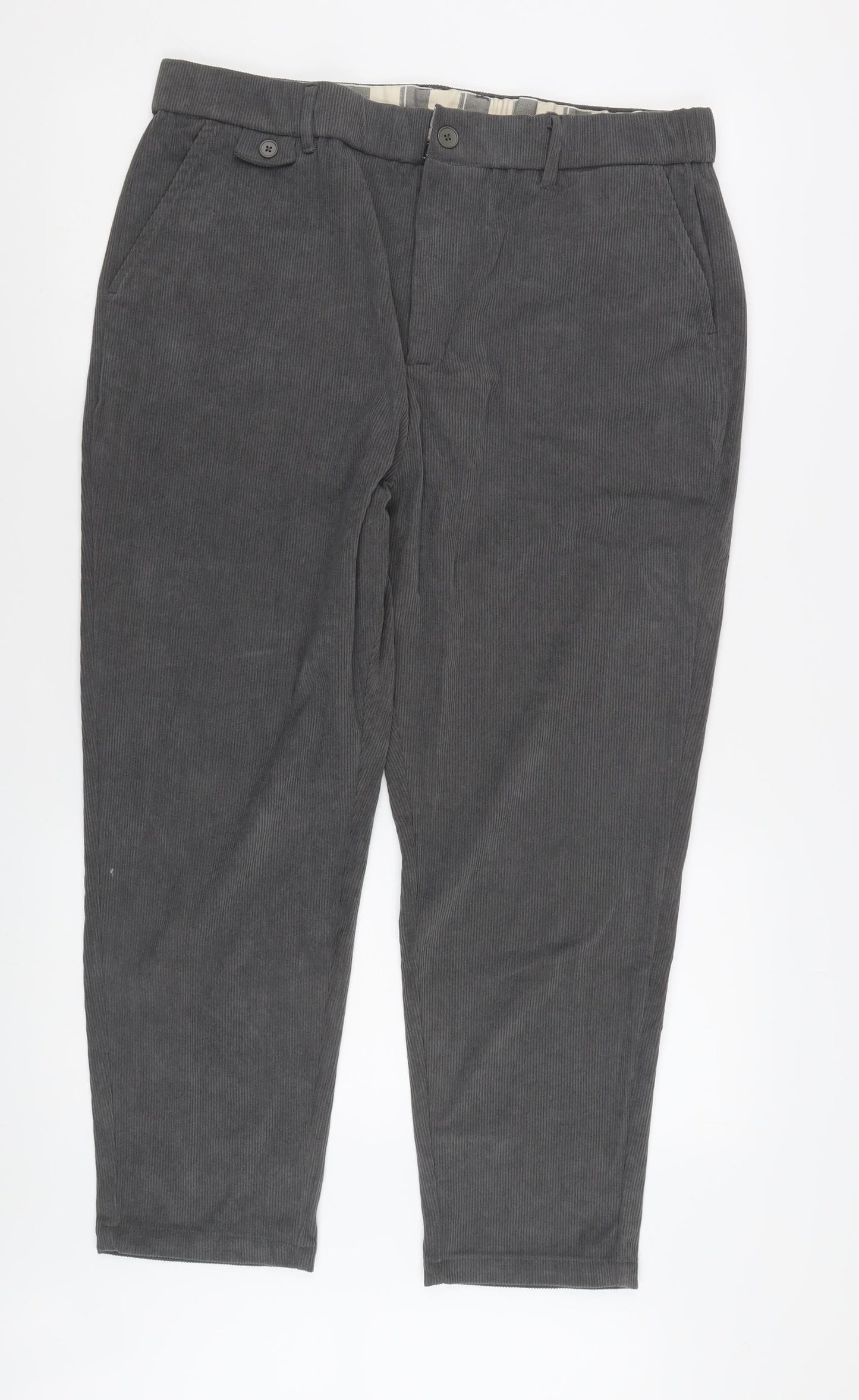 Kidoriman Men's Grey Corduroy Trousers 4XL