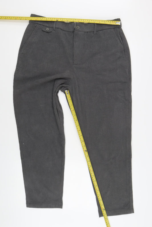 Kidoriman Men's Grey Corduroy Trousers 4XL
