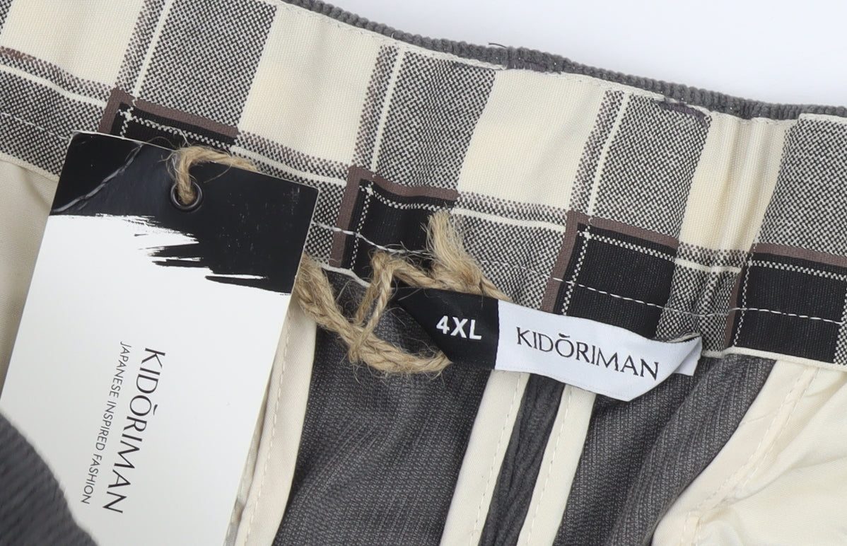 Kidoriman Men's Grey Corduroy Trousers 4XL