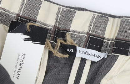 Kidoriman Men's Grey Corduroy Trousers 4XL