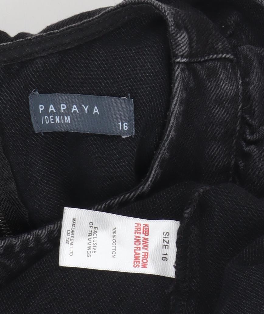 Papaya Denim Black Long Sleeve Women's Dress Size 16