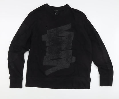 H&M Unisex Adults Black Pullover Sweatshirt L